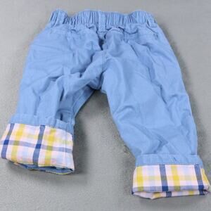 babyGap Boys/Girls Roll Cuff Pants Size 6–12 Months Blue Chinos Plaid Lining